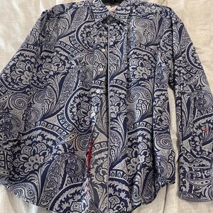 Robert Graham Blue and White Paisley Button Down Shirt